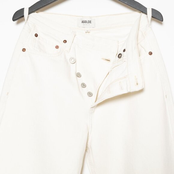 Agolde Criss Cross Upsized Organic Cotton Jean in Paste Off White Ivory - XS 24 - Picture 9 of 16